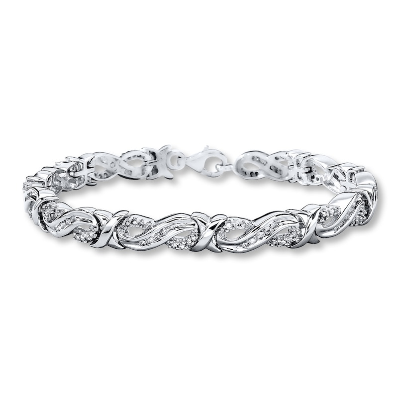 Main Image 1 of Previously Owned Diamond Infinity Bracelet 1-1/2 ct tw Round-cut Sterling Silver 7.25&quot;