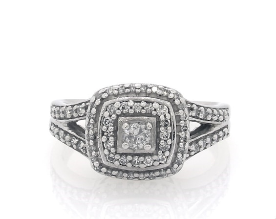Previously Owned Diamond Halo Engagement Ring 1/2 ct tw 10K White Gold