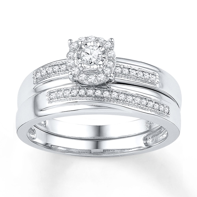 Main Image 1 of Previously Owned Diamond Bridal Set 1/5 ct tw Diamonds 10K White Gold