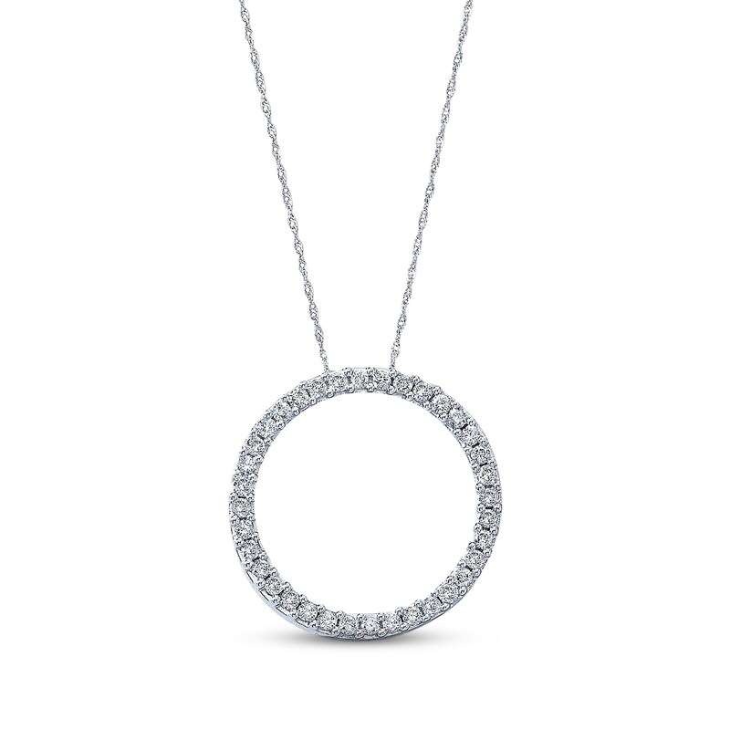 Main Image 1 of Previously Owned Circle Necklace 1 ct tw Diamonds 10K White Gold