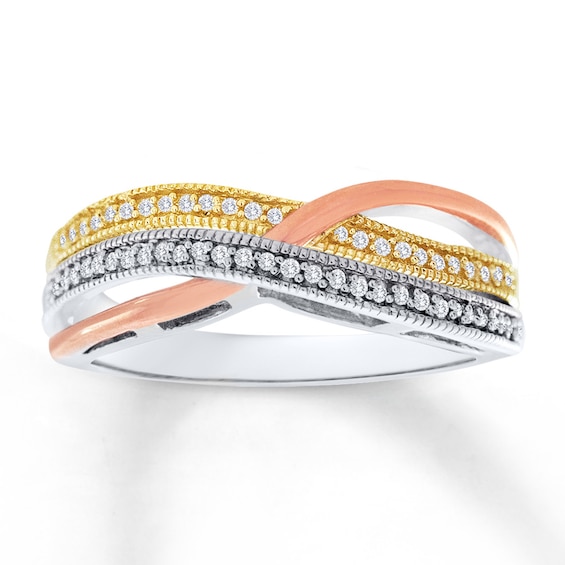 Previously Owned Diamond Ring 1/8 ct tw Round-cut Sterling Silver/10K Two-Tone Gold