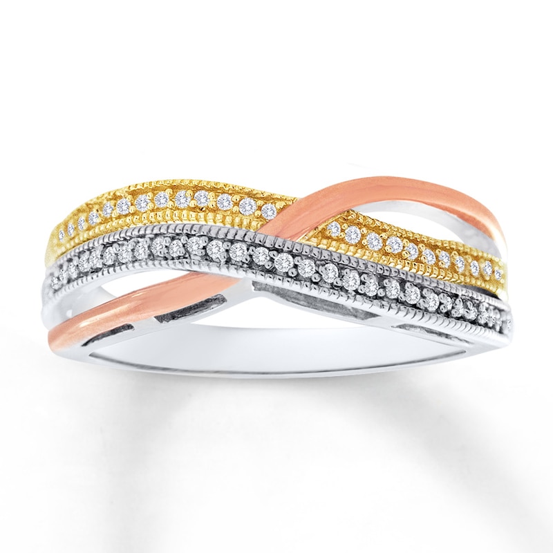 Main Image 1 of Previously Owned Diamond Ring 1/8 ct tw Round-cut Sterling Silver/10K Two-Tone Gold