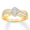 Thumbnail Image 1 of Previously Owned Diamond Promise Ring 1/4 ct tw Round & Baguette-cut 10K Yellow Gold