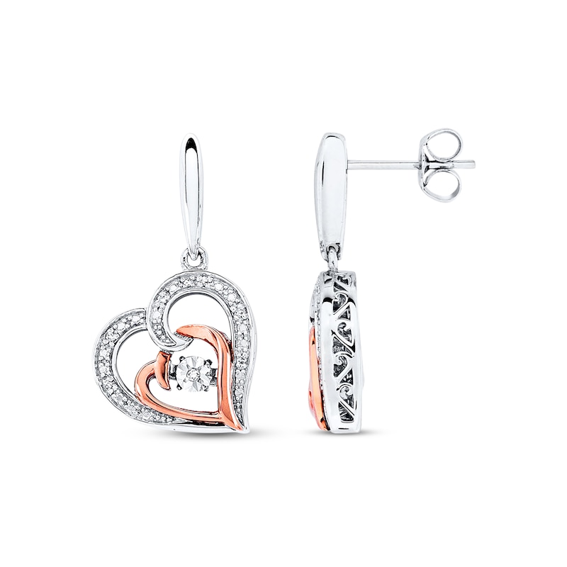 Previously Owned Unstoppable Love Earrings 1/20 ct Round-Cut Diamond Sterling Silver/10K Rose Gold