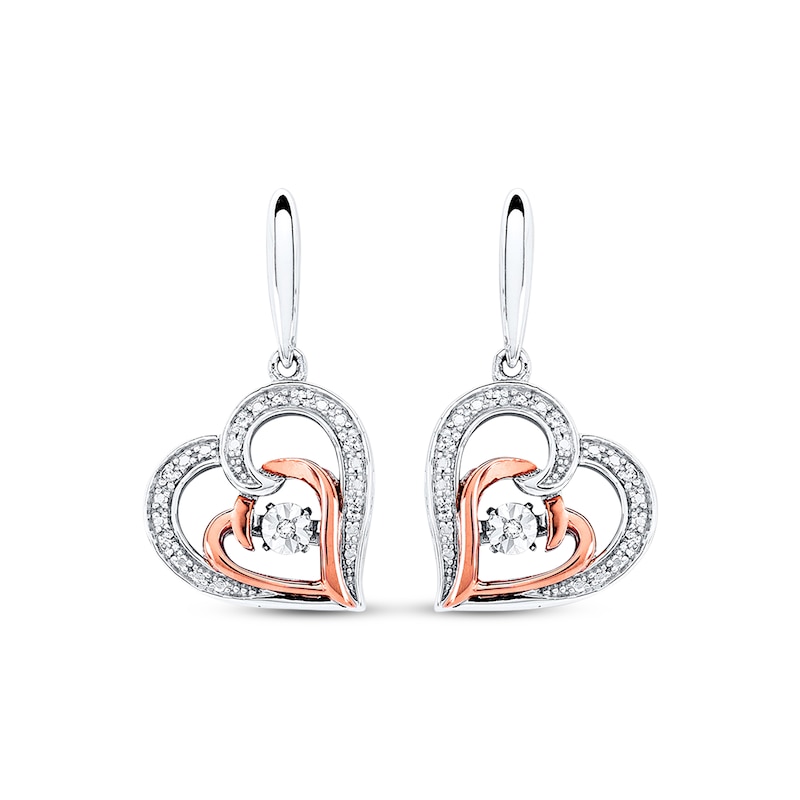 Previously Owned Unstoppable Love Earrings 1/20 ct Round-Cut Diamond Sterling Silver/10K Rose Gold