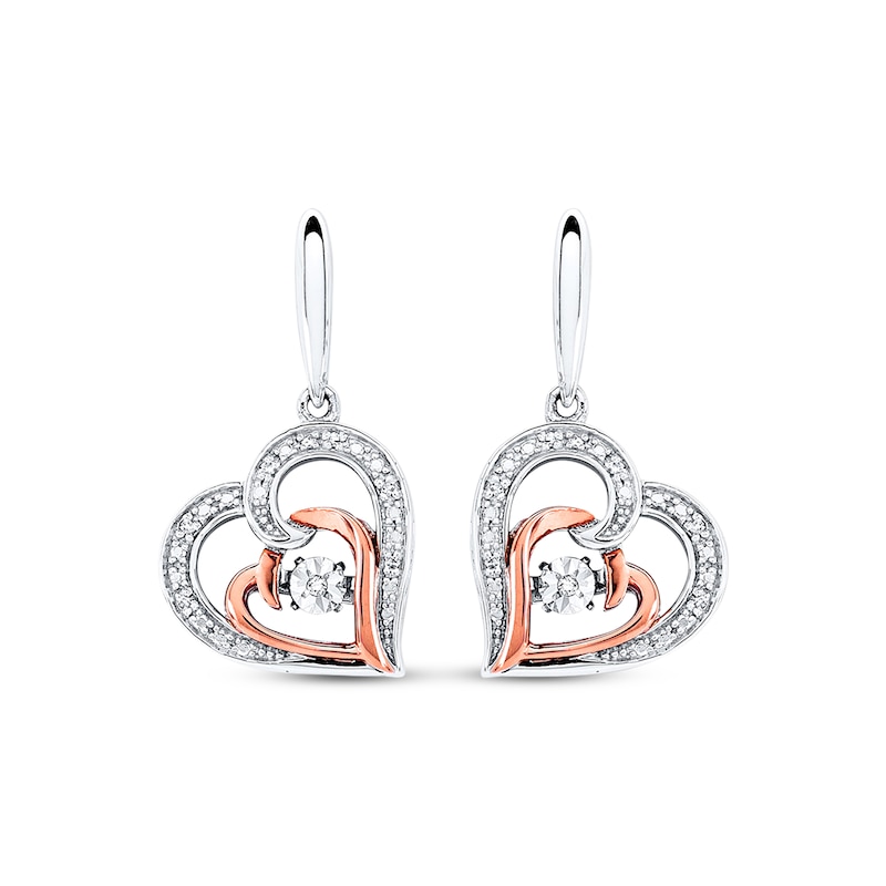 Previously Owned Unstoppable Love Earrings 1/20 ct Round-Cut Diamond Sterling Silver/10K Rose Gold