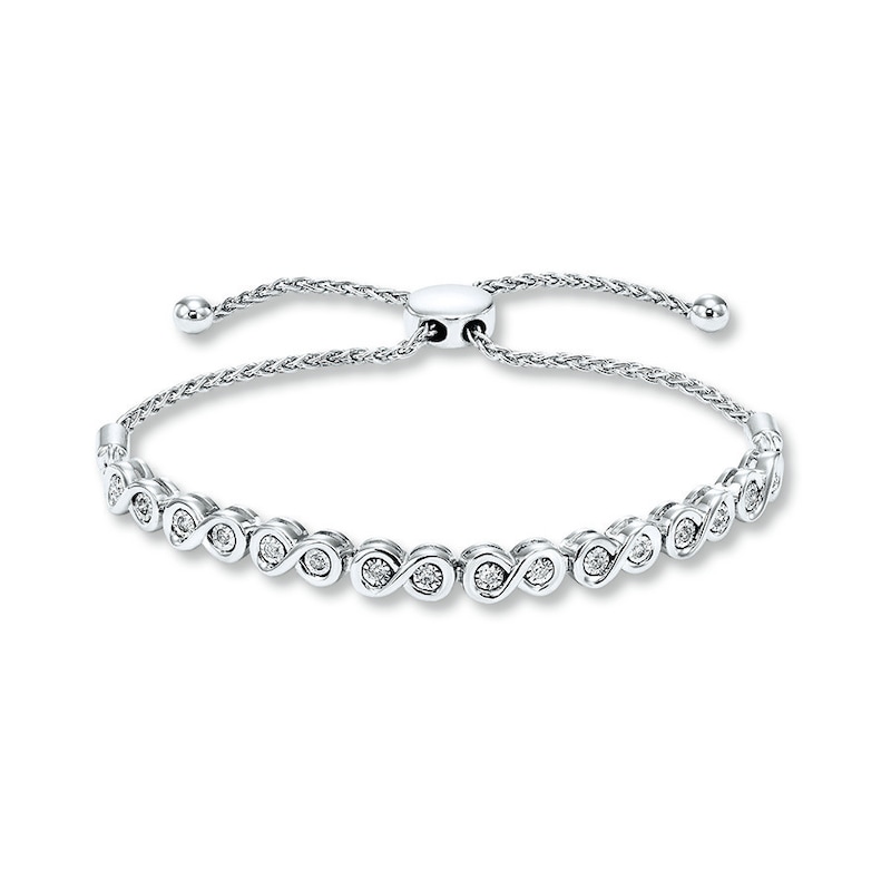 Previously Owned Diamond Infinity Bolo Bracelet 1/4 ct tw Round-cut Sterling Silver
