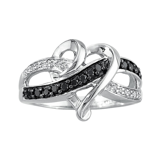 Previously Owned Black & White Diamond Ring 1/10 ct tw Sterling Silver