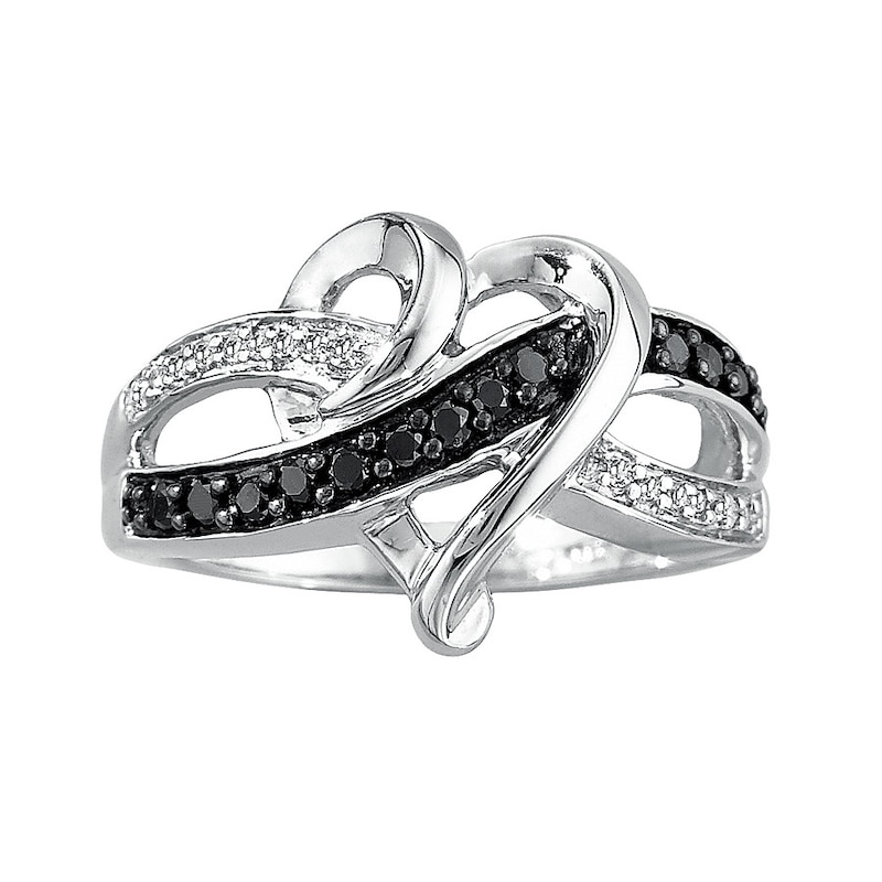 Main Image 1 of Previously Owned Black & White Diamond Ring 1/10 ct tw Sterling Silver