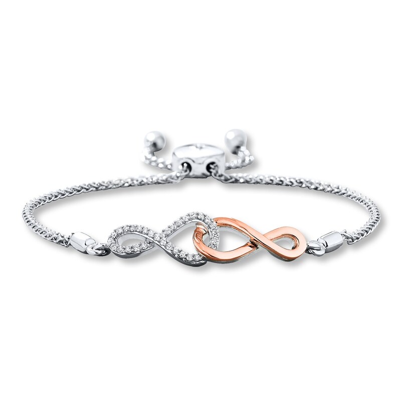 Main Image 1 of Previously Owned Bolo Bracelet 1/4 ct tw Diamonds Sterling Silver & 10K Rose Gold