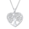 Thumbnail Image 0 of Previously Owned Open Hearts Tree Necklace 1/10 ct tw Diamonds Sterling Silver 18"