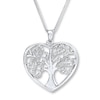 Thumbnail Image 1 of Previously Owned Open Hearts Tree Necklace 1/10 ct tw Diamonds Sterling Silver 18&quot;