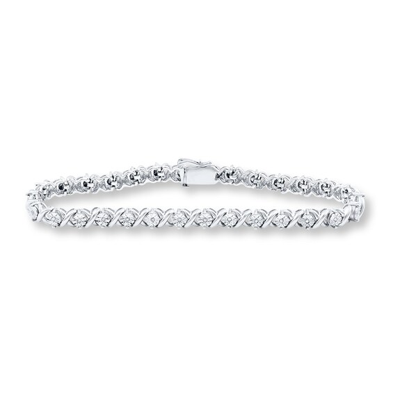 Previously Owned Diamond Bracelet 1/10 ct tw Round-cut Sterling Silver 7.25"