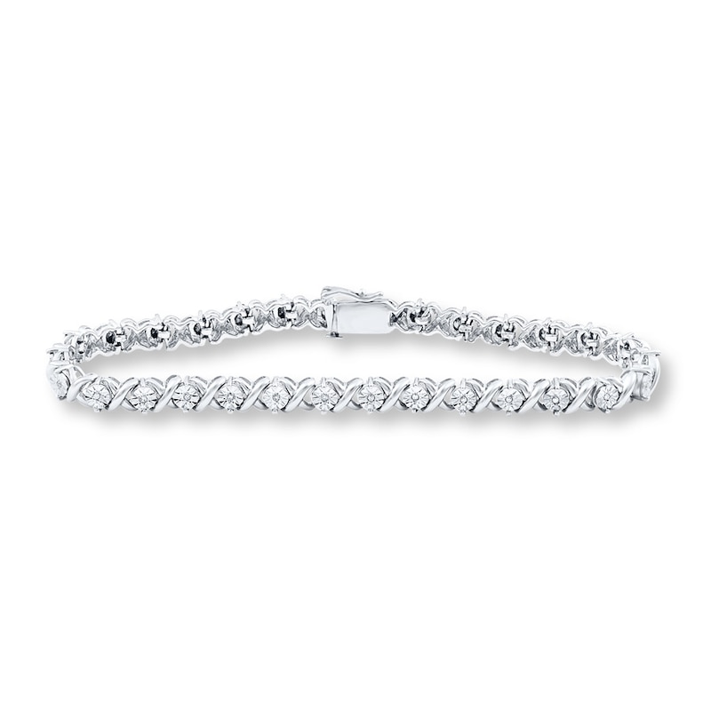 Main Image 1 of Previously Owned Diamond Bracelet 1/10 ct tw Round-cut Sterling Silver 7.25&quot;