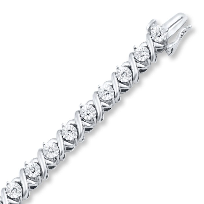 Main Image 2 of Previously Owned Diamond Bracelet 1/10 ct tw Round-cut Sterling Silver 7.25&quot;