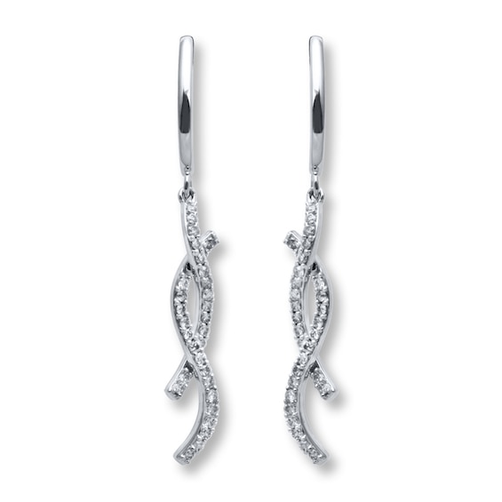 Previously Owned Diamond Dangle Earrings 3/8 ct tw Round-cut 10K White Gold