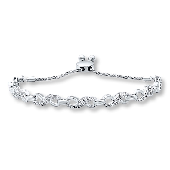 Previously Owned Diamond Infinity Bolo Bracelet 1/2 ct tw Sterling Silver 9.5"