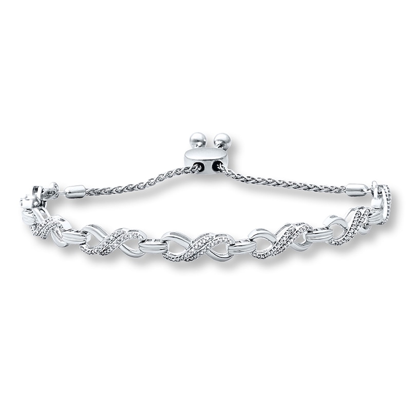 Main Image 1 of Previously Owned Diamond Infinity Bolo Bracelet 1/2 ct tw Sterling Silver 9.5&quot;