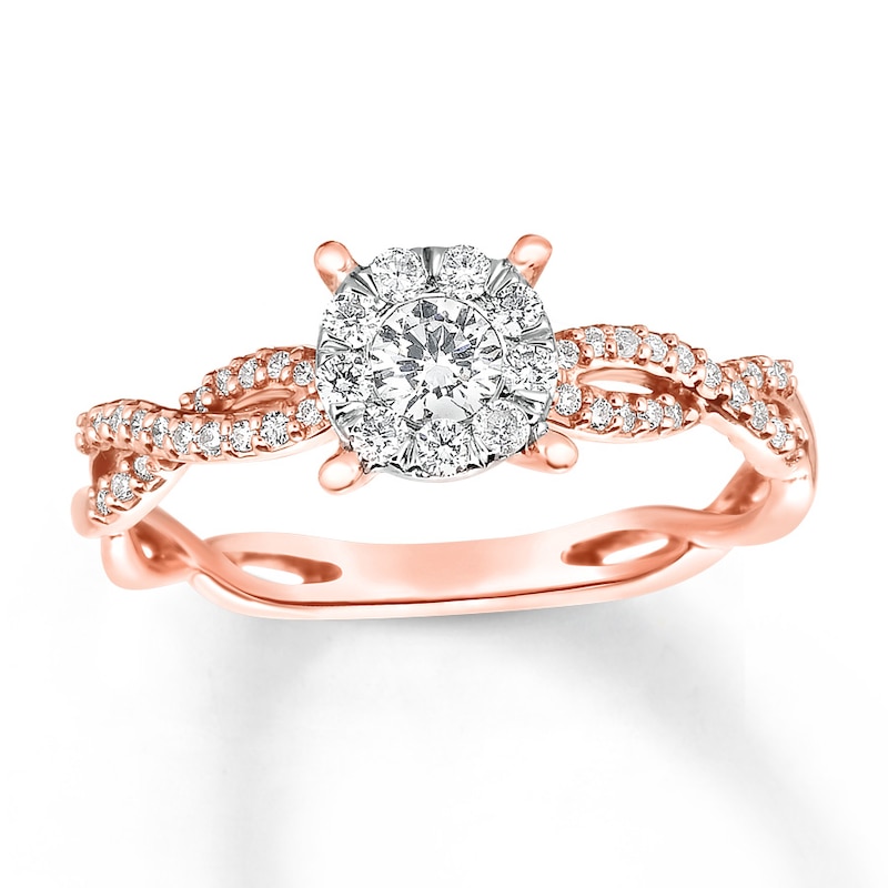 Main Image 1 of Previously Owned Diamond Promise Ring 3/8 ct tw Round-cut 10K Two-Tone Gold - Size 9.5