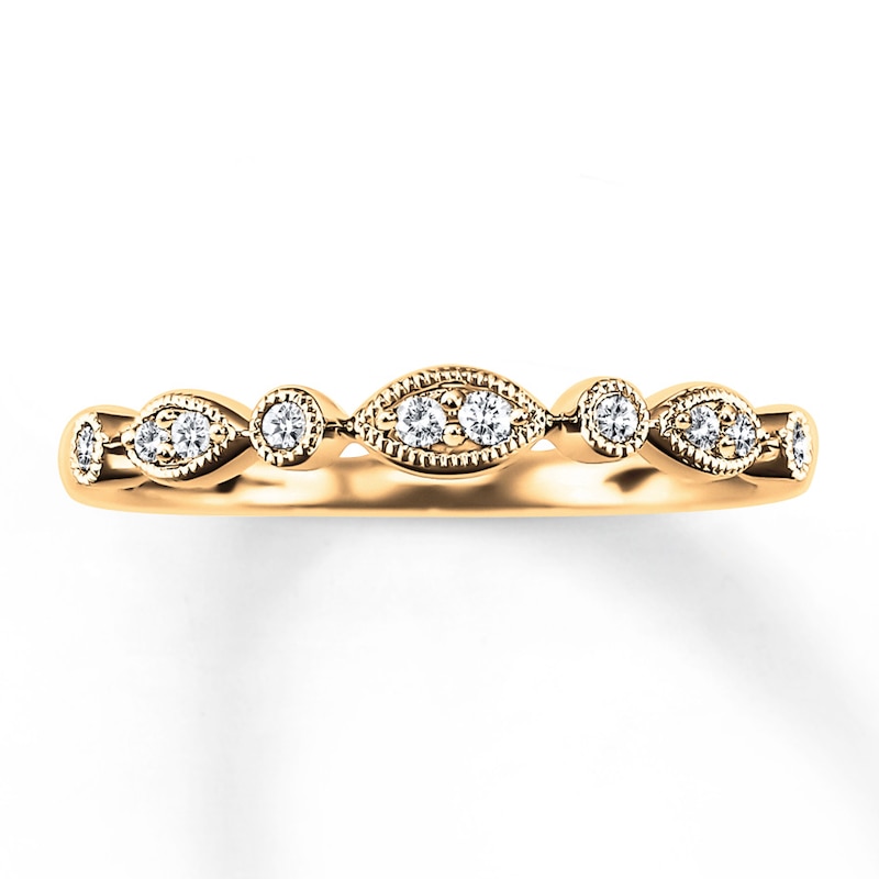 Main Image 1 of Previously Owned Diamond Anniversary Band 1/10 ct tw Round-cut 10K Yellow Gold - Size 4.5