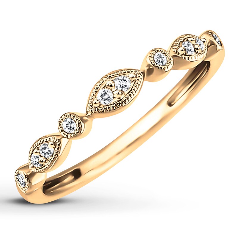 Main Image 4 of Previously Owned Diamond Anniversary Band 1/10 ct tw Round-cut 10K Yellow Gold - Size 4.5