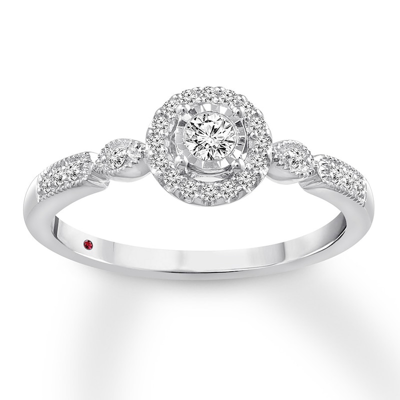 Main Image 1 of Previously Owned Diamond Promise Ring 1/5 ct tw Round-cut 10K White Gold - Size 3.75
