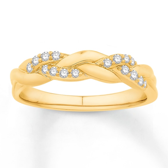 Previously Owned Diamond Stackable Ring 1/6 ct tw Round-cut 10K Yellow Gold Size 3.75