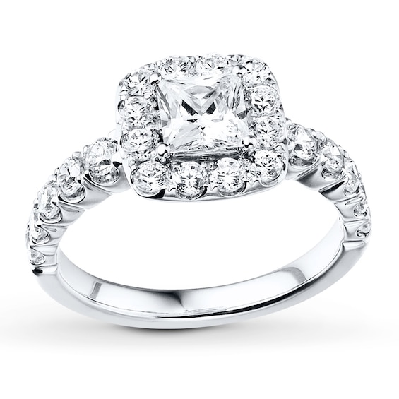 Previously Owned Diamond Engagement Ring 1-5/8 ct tw Princess & Round-cut 14K Gold Size 4