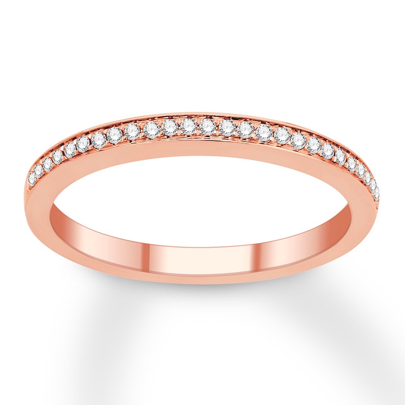 Main Image 1 of Previously Owned Diamond Wedding Band 1/10 ct tw Round-cut 10K Rose Gold - Size 4