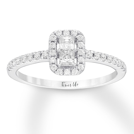 Previously Owned Ever Us Diamond Promise Ring 3/8 ct tw Princess & Round-cut 10K White Gold Size 9