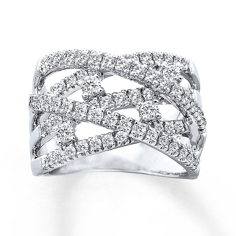 Main Image 1 of Previously Owned Diamond Ring 1 ct tw Round-cut 14K White Gold Size 10.5