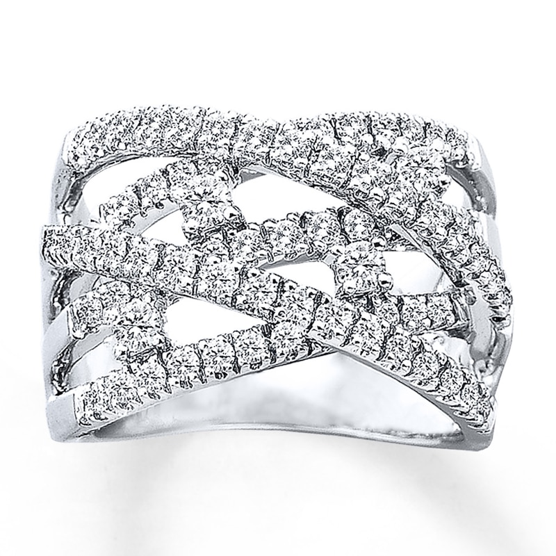 Previously Owned Diamond Ring 1 ct tw Round-cut 14K White Gold - Size 12