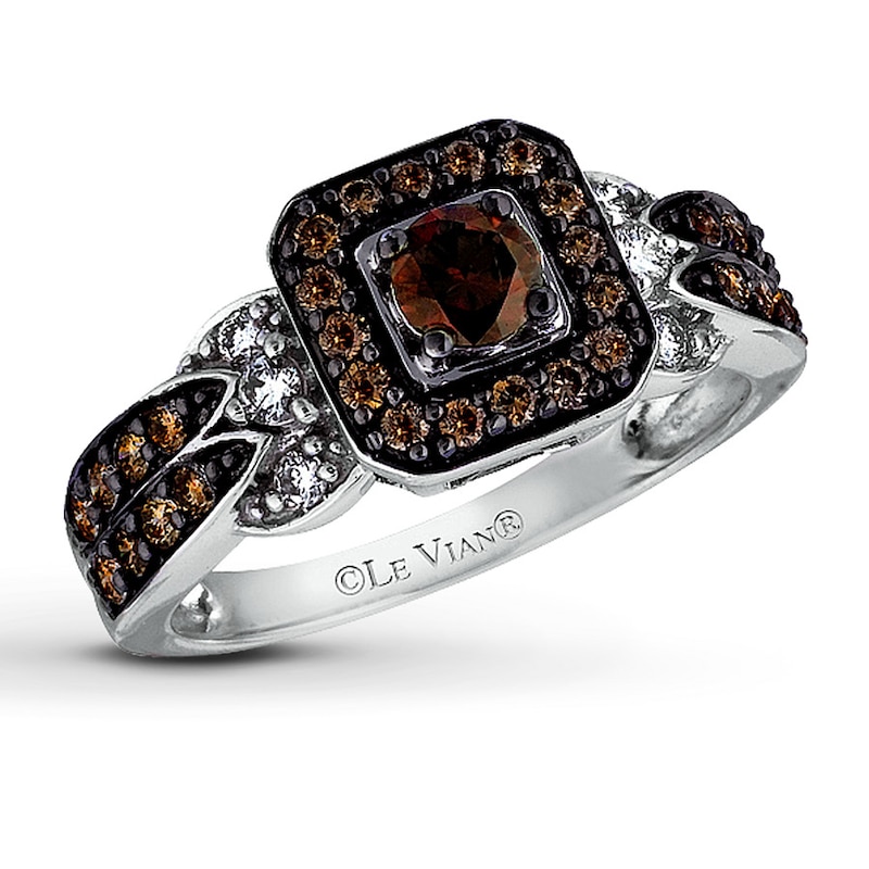 Main Image 1 of Previously Owned Le Vian Chocolate Diamonds 3/4 ct tw Round-cut Ring 14K Vanilla Gold - Size 10.5