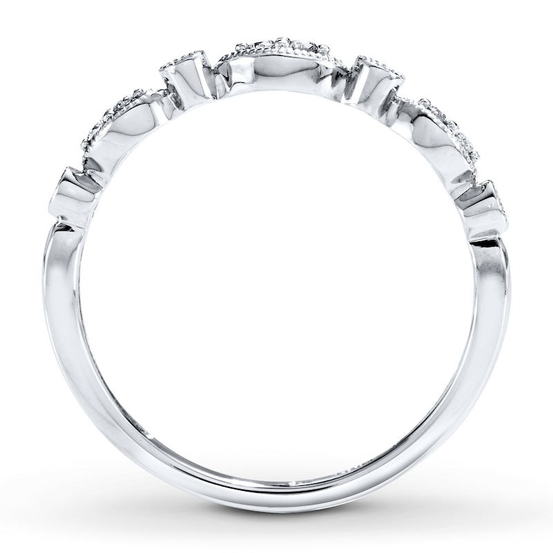 Main Image 2 of Previously Owned Diamond Anniversary Ring 1/10 ct tw Round-cut 10K White Gold - Size 4