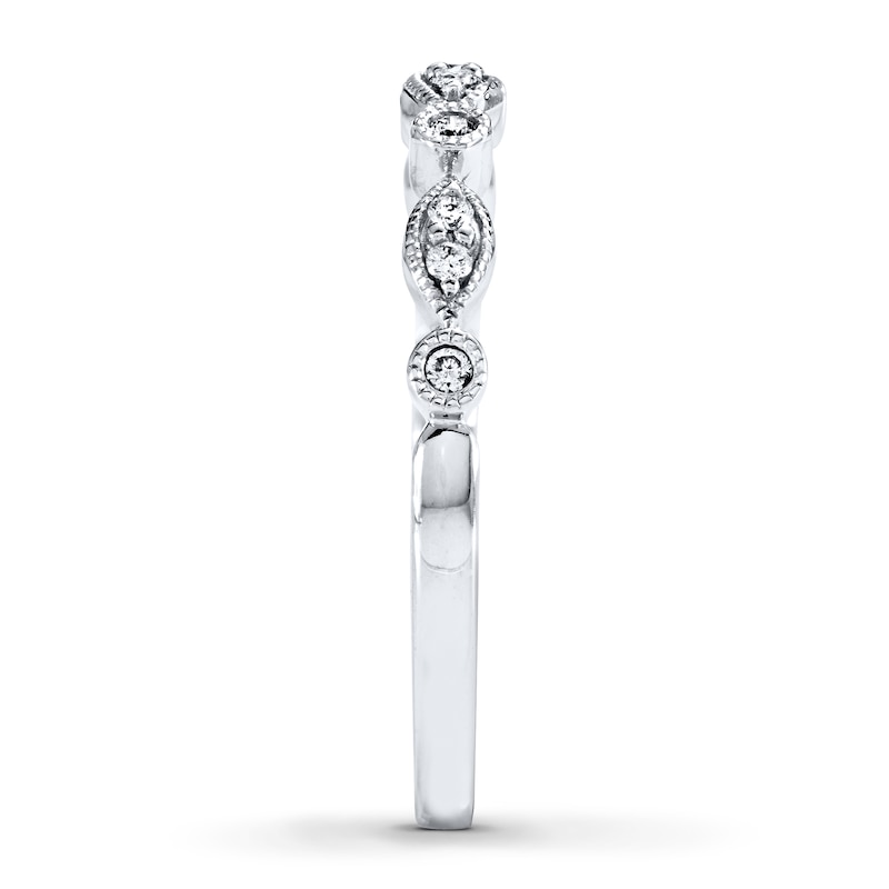 Main Image 3 of Previously Owned Diamond Anniversary Ring 1/10 ct tw Round-cut 10K White Gold - Size 4