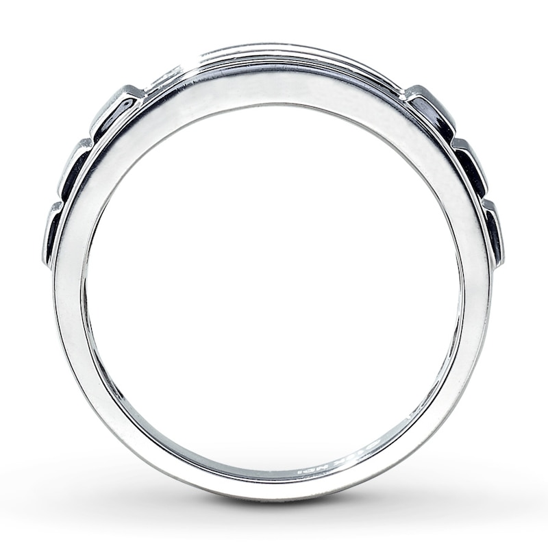 Main Image 2 of Previously Owned Men's Wedding Band 1/4 ct tw Round-cut Diamonds 10K White Gold - Size 12.5