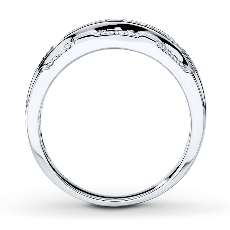 Main Image 2 of Previously Owned Men's Diamond Ring 1/2 ct tw Round-cut 10K White Gold - Size 13