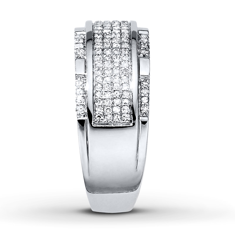 Main Image 3 of Previously Owned Men's Diamond Ring 1/2 ct tw Round-cut 10K White Gold - Size 13