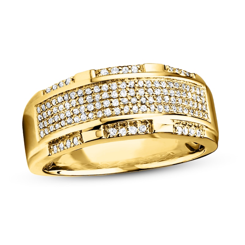 Main Image 1 of Previously Owned Men's Band 1/2 ct tw Round-cut Diamonds 10K Yellow Gold - Size 13.5
