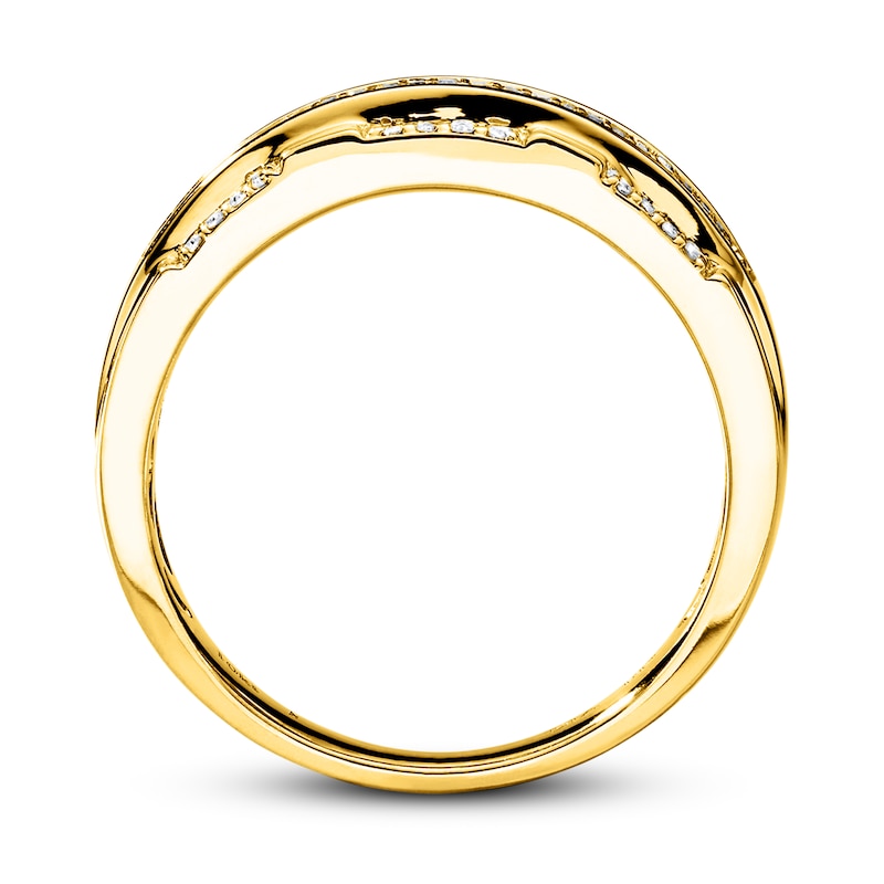 Main Image 2 of Previously Owned Men's Band 1/2 ct tw Round-cut Diamonds 10K Yellow Gold - Size 13.5