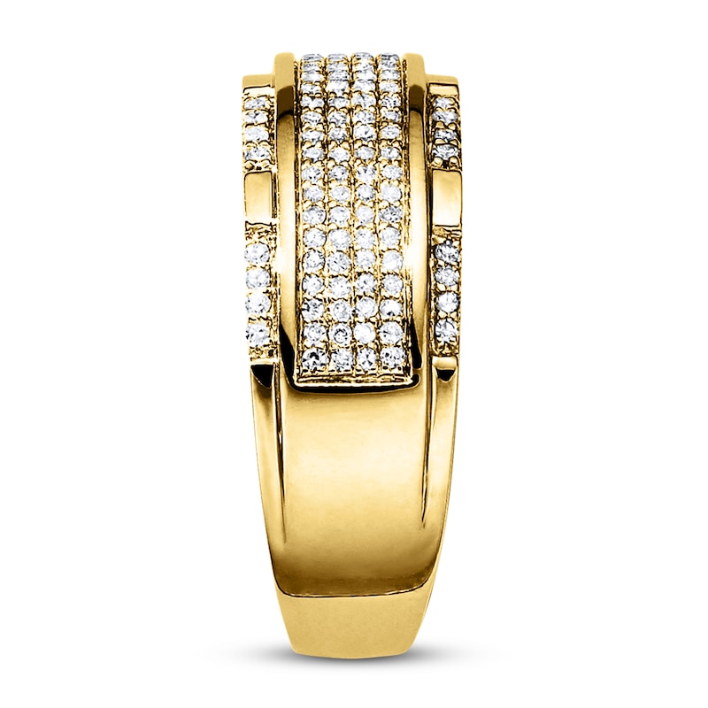 Main Image 3 of Previously Owned Men's Band 1/2 ct tw Round-cut Diamonds 10K Yellow Gold - Size 13.5