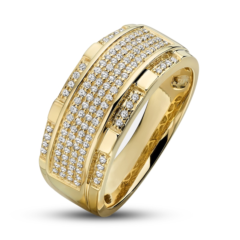 Main Image 4 of Previously Owned Men's Band 1/2 ct tw Round-cut Diamonds 10K Yellow Gold - Size 13.5