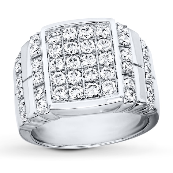 Previously Owned Men's Diamond Ring 2 ct tw Round-cut 14K White Gold Size 12.5