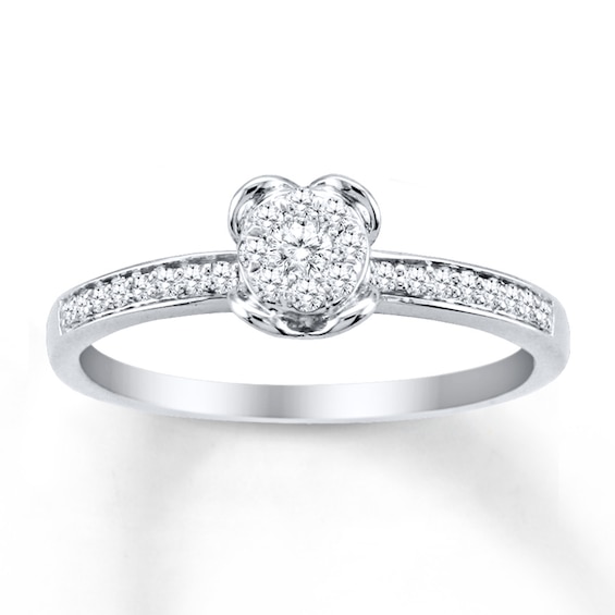 Previously Owned Diamond Ring 1/5 ct tw Round-cut 10K White Gold Size