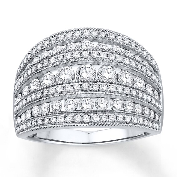 Previously Owned Diamond Ring 1-1/2 ct tw Round-cut 10K White Gold Size 8