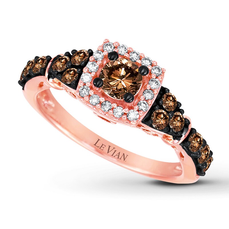 Main Image 1 of Previously Owned Le Vian Chocolate Diamonds 7/8 ct tw Round-cut Ring 14K Strawberry Gold - Size 5