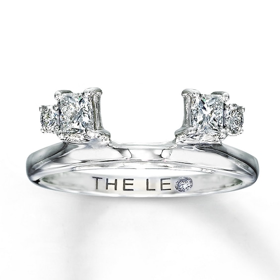 Previously Owned THE LEO Diamond Enhancer Ring 1/2 ct tw Princess & Round-cut 14K White Gold Size 10.25