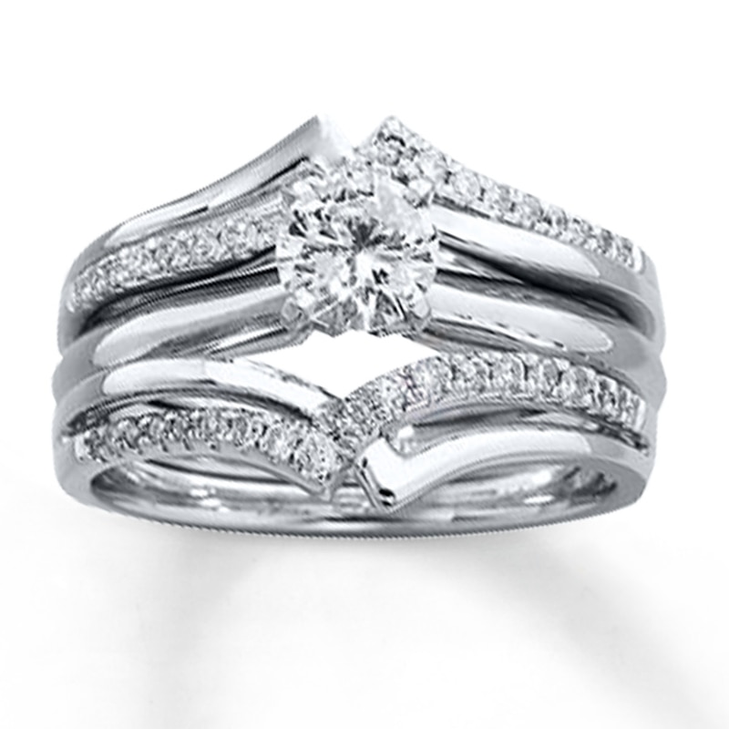 Main Image 4 of Previously Owned Diamond Enhancer Ring 1/4 ct tw Round-cut 14K White Gold - Size 8.5