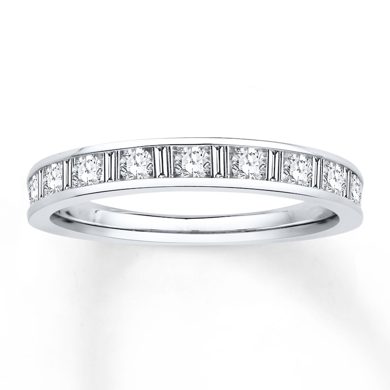 Main Image 1 of Previously Owned Diamond Anniversary Band 1/2 ct tw Round & Baguette-cut 14K White Gold Size 10.75