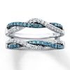 Thumbnail Image 1 of Previously Owned Diamond Enhancer Ring 1/2 ct tw Blue/White 14K White Gold - Size 8